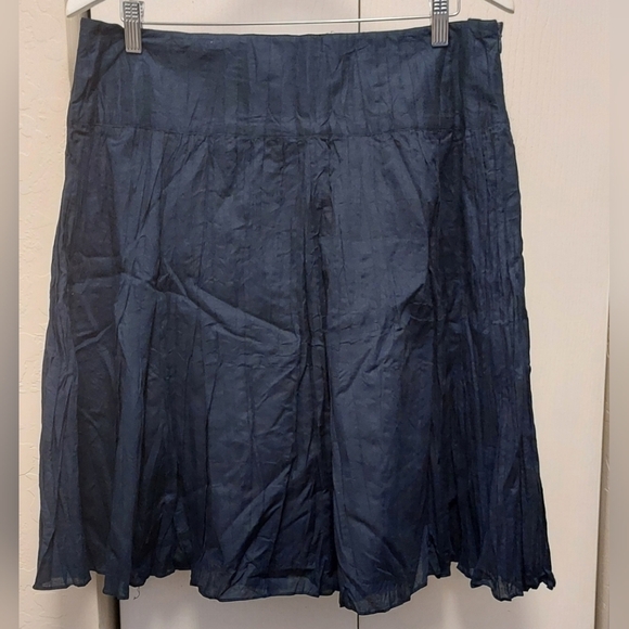 INC International Concepts Navy Pleated Skirt Size 16 Cotton Office Preppy - Picture 1 of 7